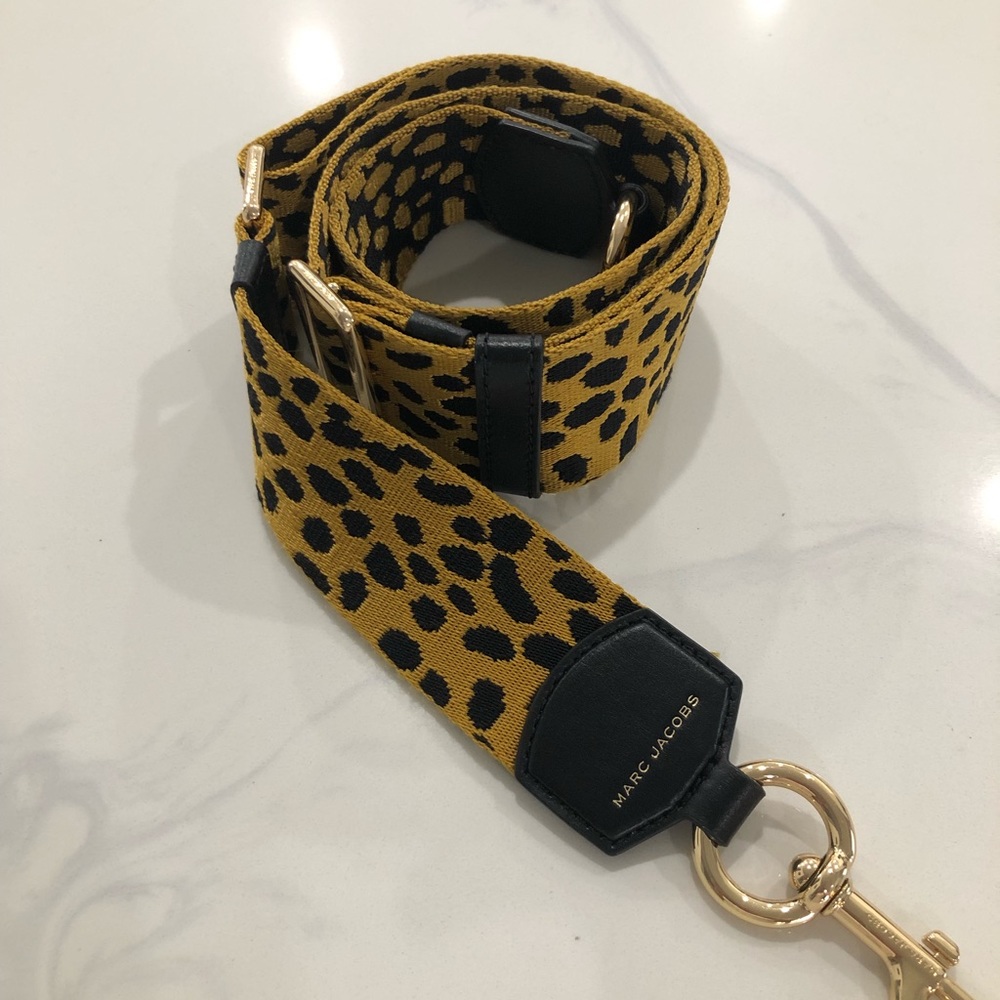 Marc Jacobs Women's Black Webbed Leopard Animal Print Bag Strap
